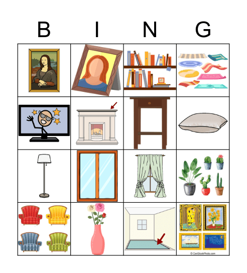 Living Room Nouns Bingo Card