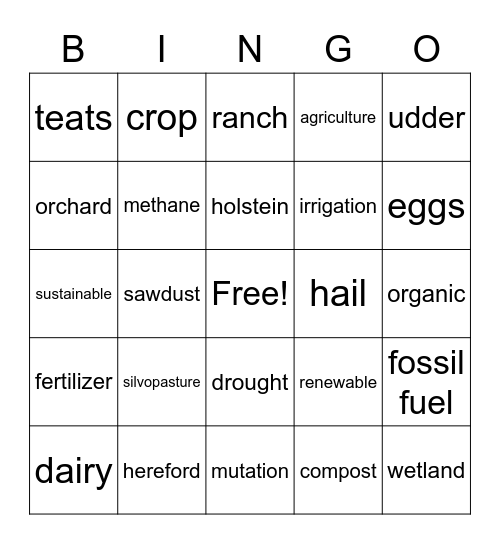 Farming Bingo! Bingo Card