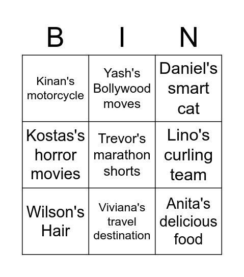 Thank you Bingo! Bingo Card