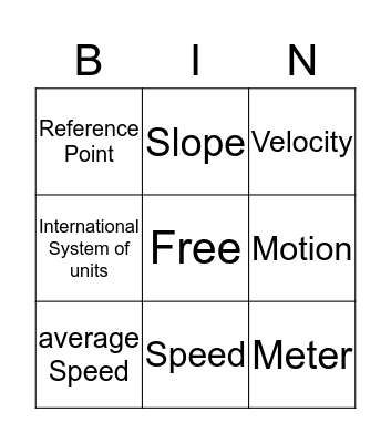 Motion Bingo Card