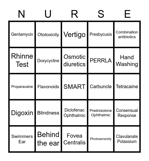 Sensory Bingo Card