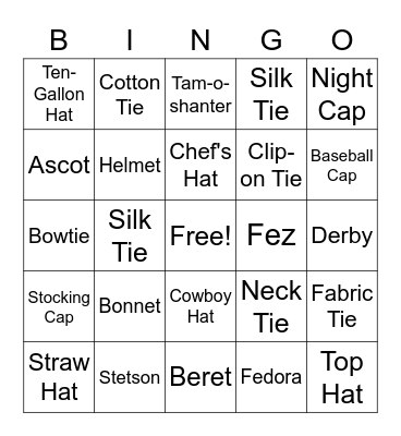 HAT BINGO Card