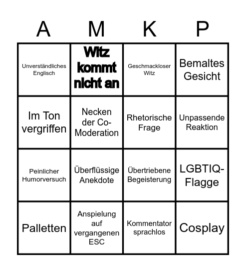 ESC Halbfinale Bingo Card