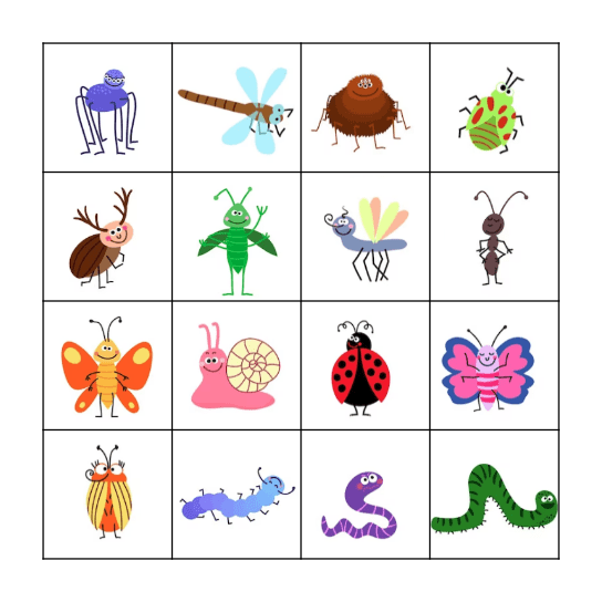 Insect Bingo Card