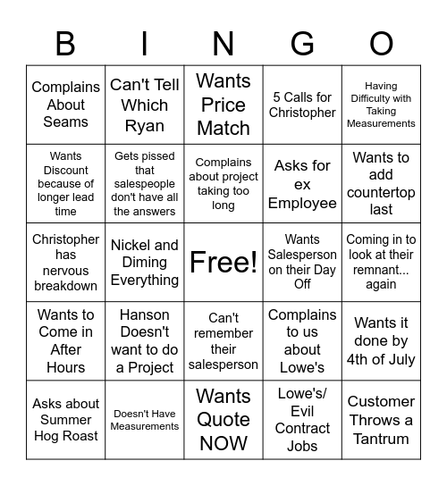 June Countertop Bingo Card