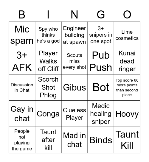 Tf2 Bingo Card