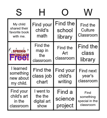 THE SHOWCASE BINGO Card