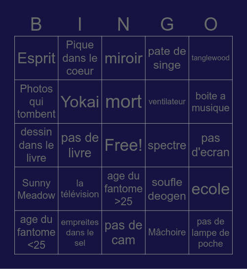 Bingo phasmo Bingo Card