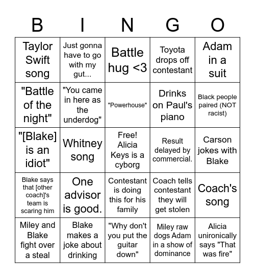 Battles Bingo Card