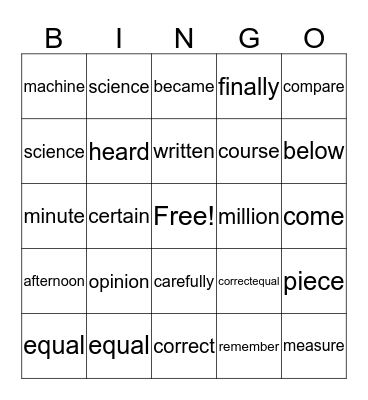 Bingo 3 Bingo Card