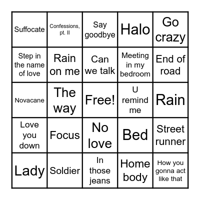 R&B BINGO 2 Bingo Card