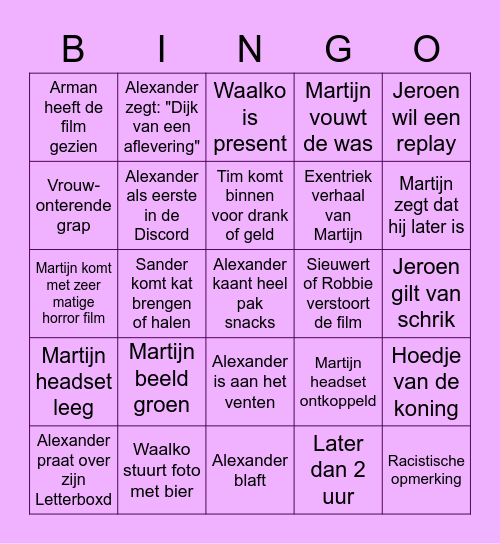 Kinofielen Bingo Card