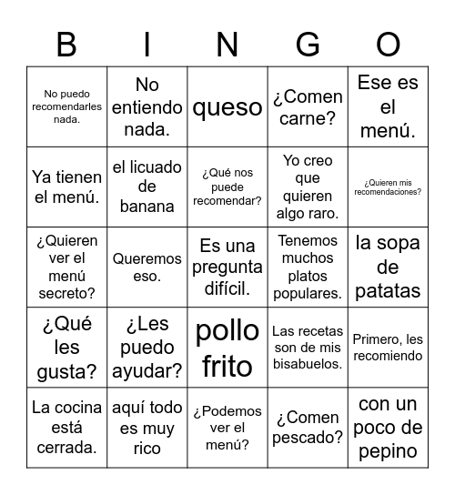 Queremos eso Bingo Card