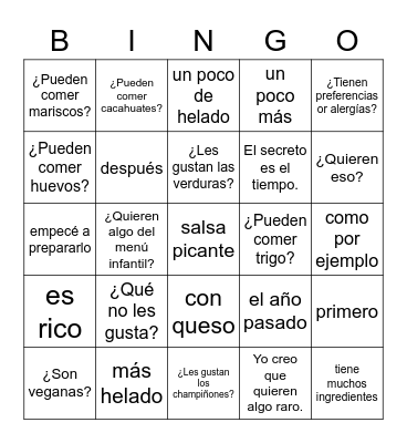 Queremos Eso 2 Bingo Card