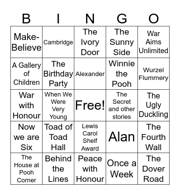 A. A. Milne Bingo Card