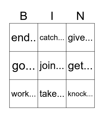phrasals Bingo Card