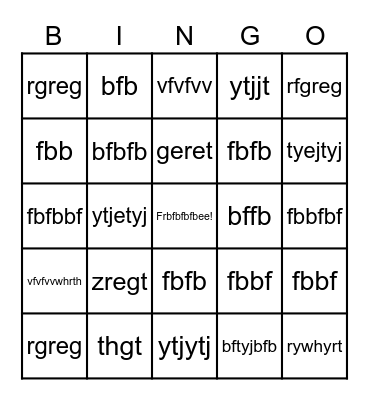 test Bingo Card