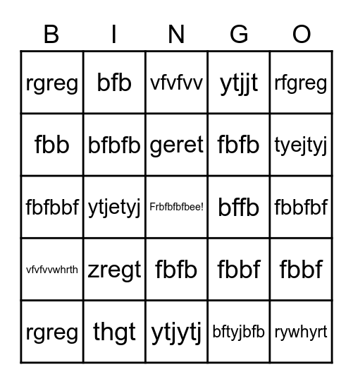 test Bingo Card