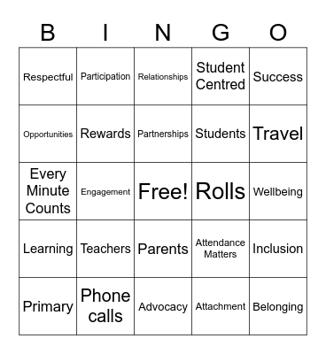 Attendance Bingo Card