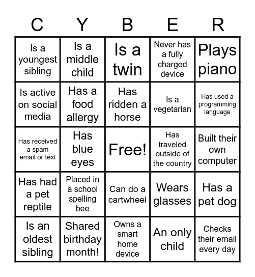 Day of Cyber Bingo Card