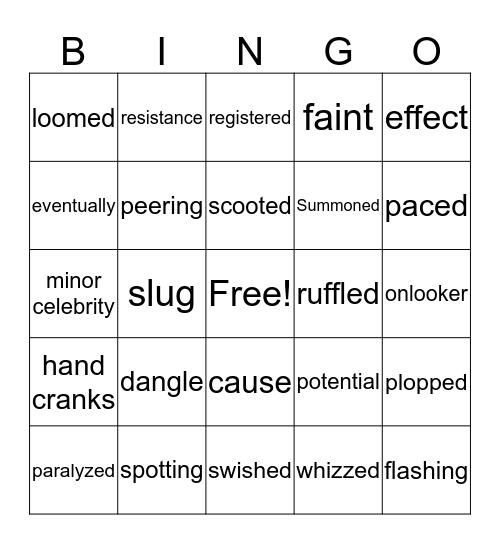 A Year of Vocabulary Bingo Card