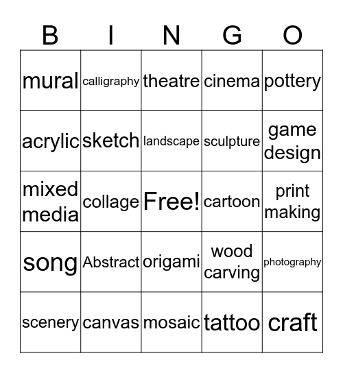 ART Bingo! Bingo Card