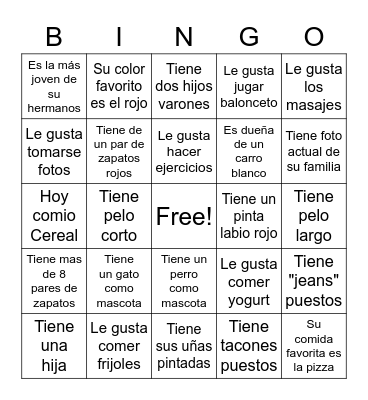 Dia de las Madres Bingo Card