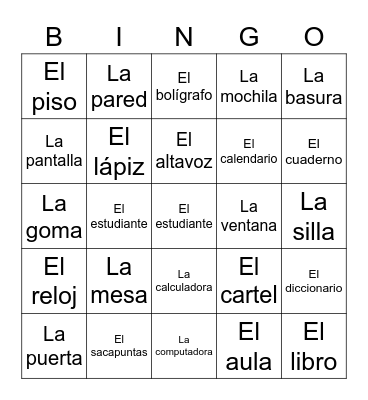 Repaso y más Bingo Card