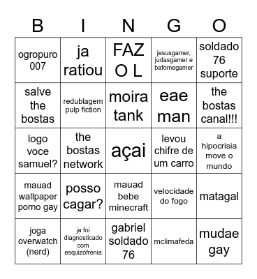 the bostas bingo Card