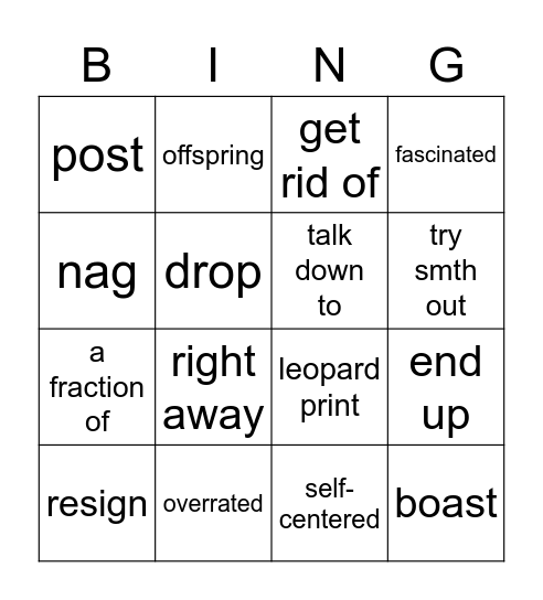 B2 Bingo Card