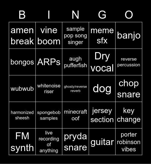 bashgo Bingo Card