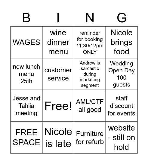 Untitled Bingo Card