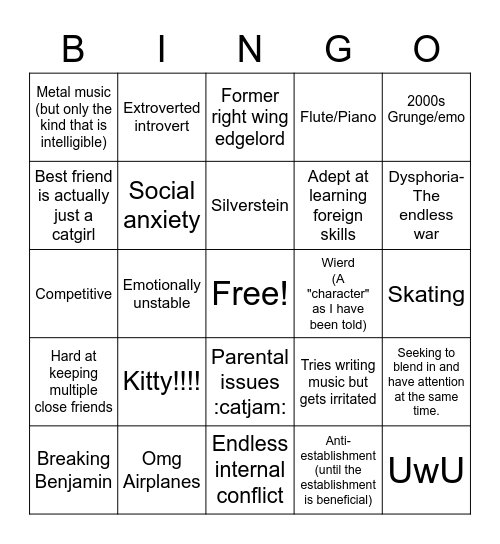 Sussy UwU Bingo Card