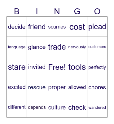 G2 UNIT 1 VOCABULARY Bingo Card