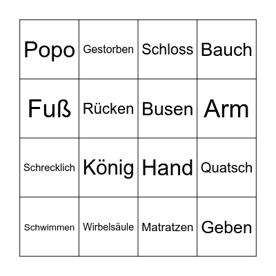 Körper und Märchen Bingo Card