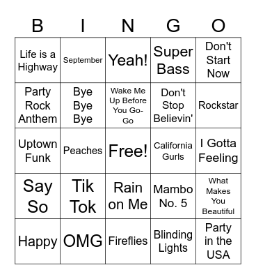 FBLA Music Bingo Card