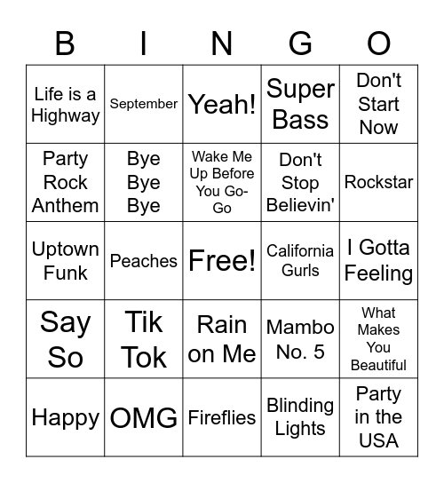 FBLA Music Bingo Card