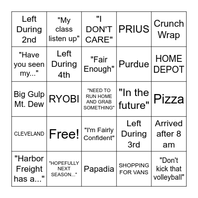 SPRINGO Bingo Card