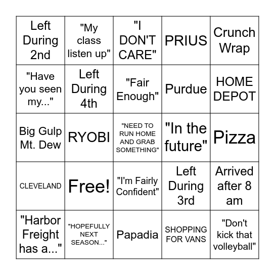 SPRINGO Bingo Card