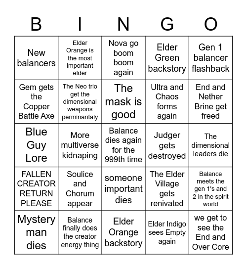 Balancer bingo Card