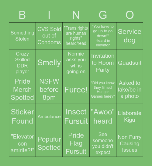 FWA 2023 Bingo Card