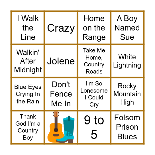 Country Classics Bingo Card