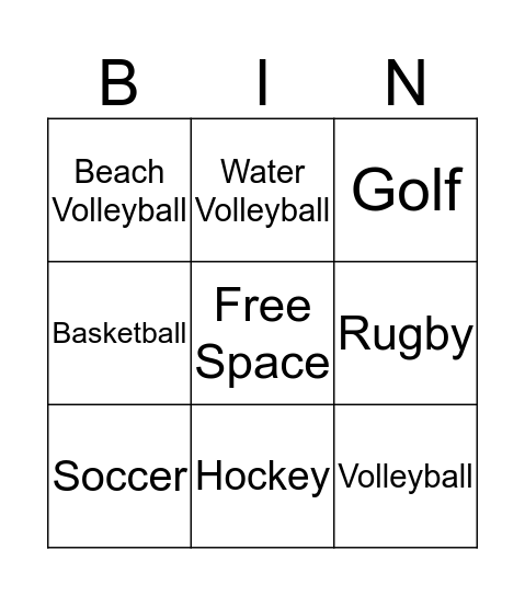 Summer Olympics Bingo Card