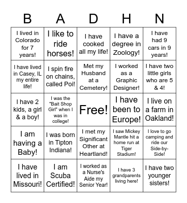 Get to know the Staff Bingo Card