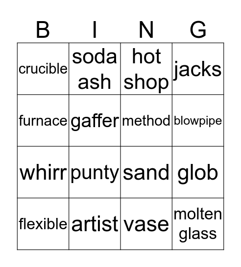 Hot Glass Bingo Card