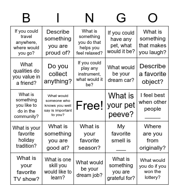 Getting to Know You Bingo Card