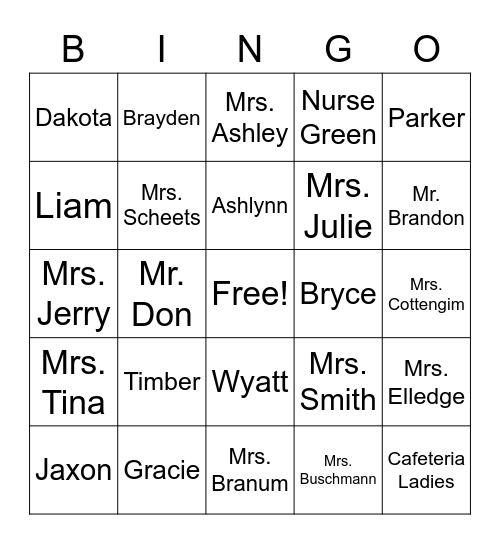 White House 2nd Grade Bingo Card