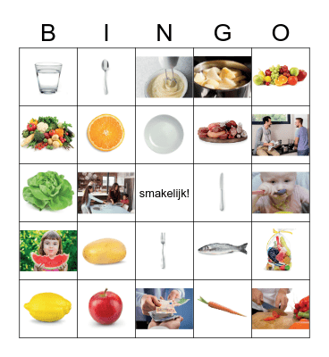 De voeding Bingo Card