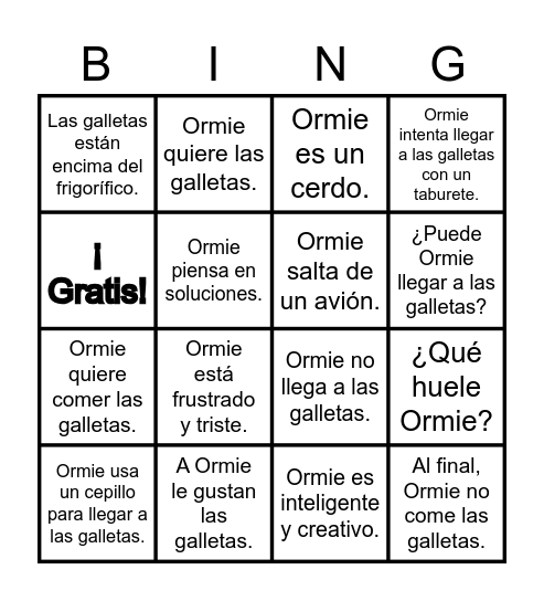 Ormie, Un Cerdo Determinado Bingo Card