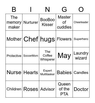 Mothers Day Bingo Card